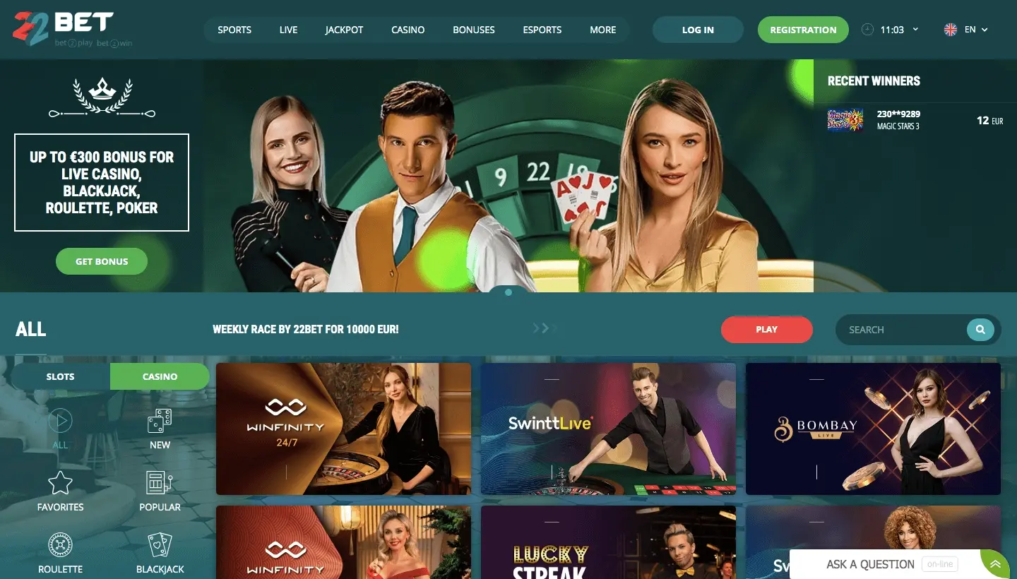 22bet-lobby 22bet casino Mexico